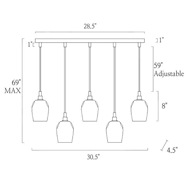 Breakwater Bay Adelgunde 5 Light Dimmable Kitchen Island Pendant